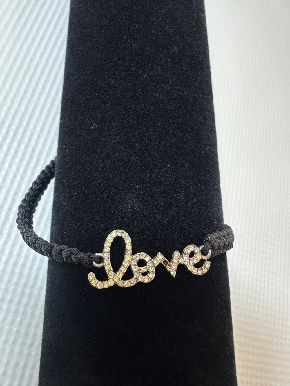 Love Script Charm Macrame Bracelet - Black